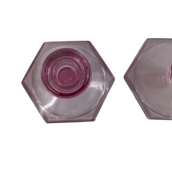 Vintage Pair of Pink Depression Glass Candle Holders - Picture 4 of 11